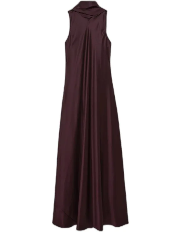 Satin Cape Maxi Dress