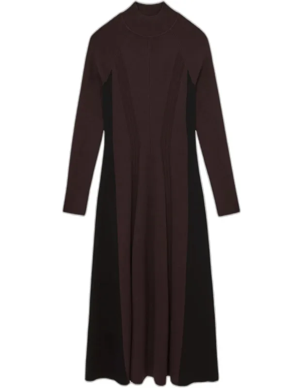 Contrast-panel Knit Midi Dress