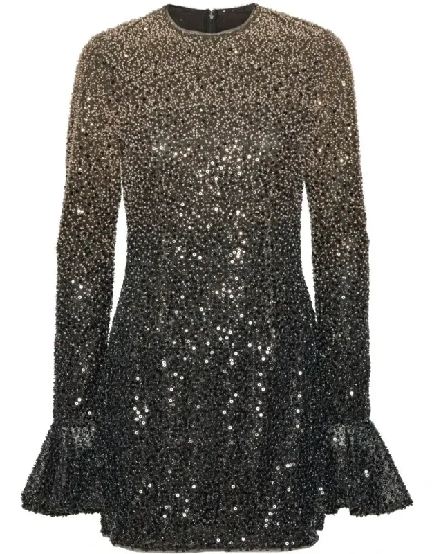 Degradé Sequin Dress With Flared Skirt