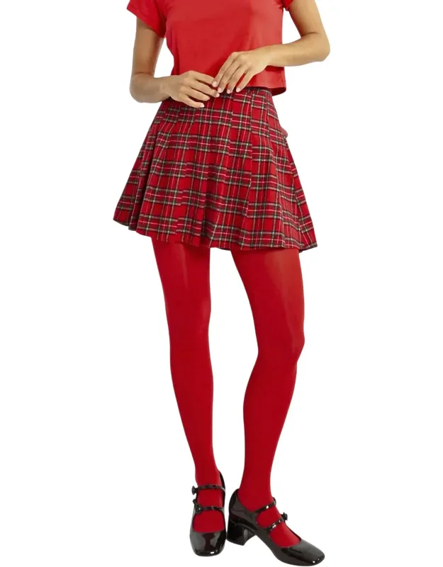 Yuletide Pleated Checked Mini Skirt