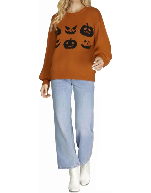 Long Sleeve Halloween Pattern Sweater