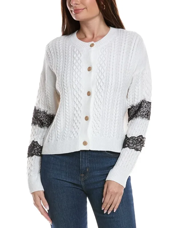 Lace Detail Cable Knit Cardigan