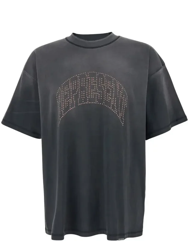 T-shirt With Logo Lettering On The Front And Faded Effect In Cotton