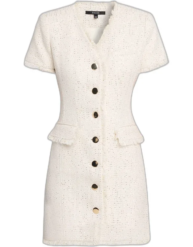 Sequined Tweed Mini Dress