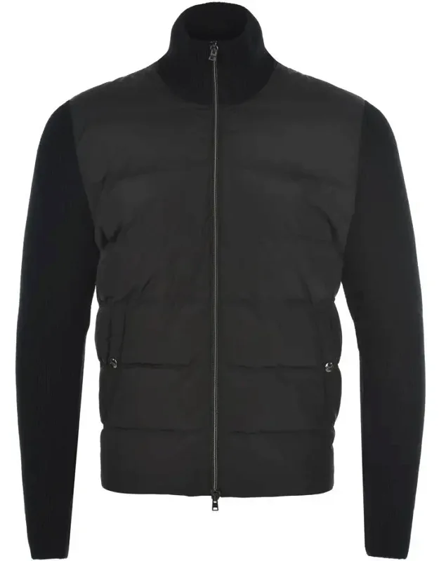 Herno Jacket With High Knit Collar And Down Padding