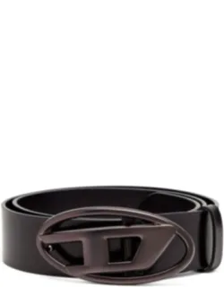 Leather Belt With Logo Buckle