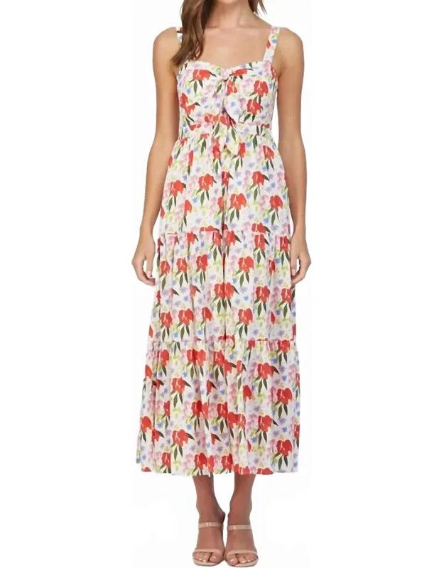 Adjustable Strap Cut Out Tie Front Maxi Dress