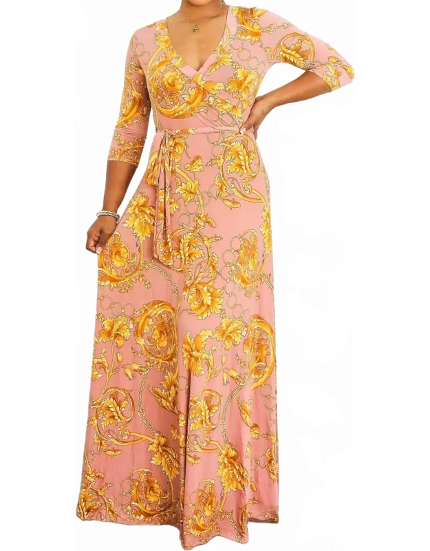 Elegant Wrap Boho Maxi Dress