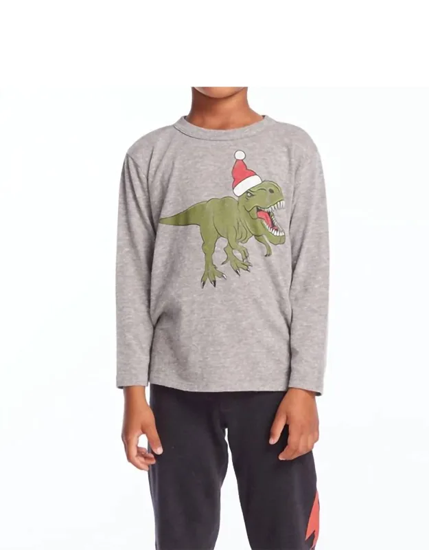 Dinosaur Santa Long Sleeve Shirt