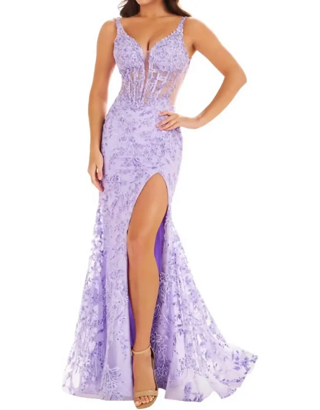 Embroidered Tulle Lace Mermaid Prom Dress