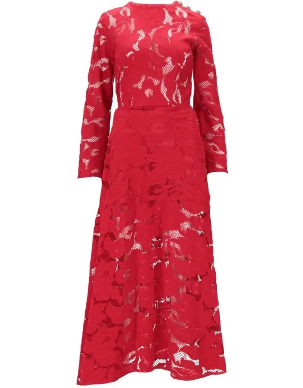 Long Sleeve Lace Midi Dress