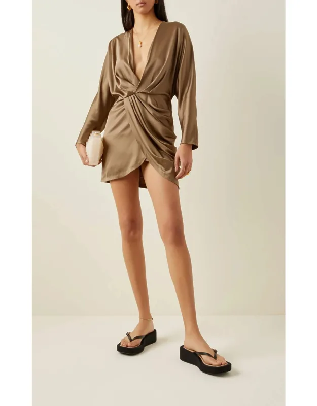 Samara Mini Dress With Plunging V-neckline And Long Sleeves