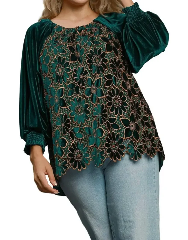 Floral Lace Velvet Top