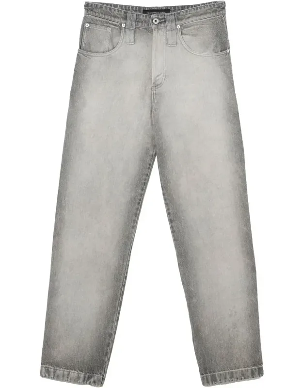 Loose Fit Bleached Jeans With Embroidered Grape Logo