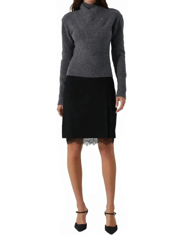 Lace Trim Pencil Mini Skirt