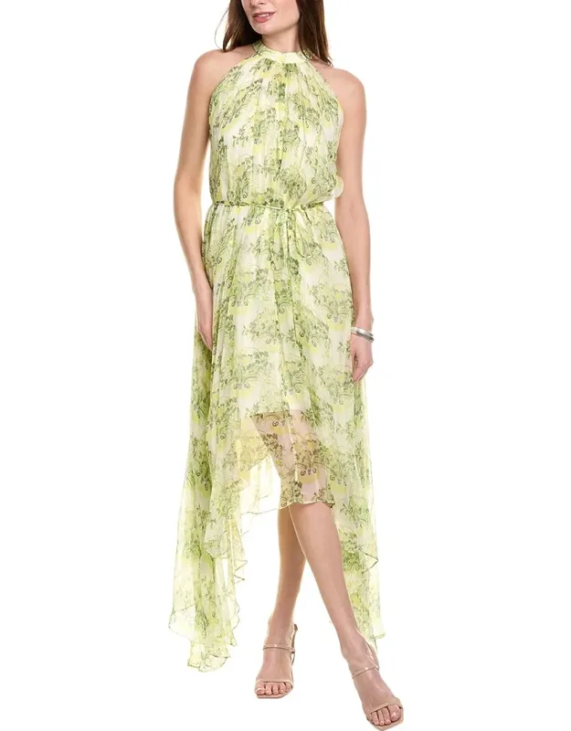 Crinkle Silk Chiffon Maxi Dress