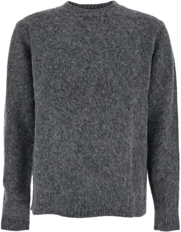 Crewneck Sweater With Ribbed Trims In Wool Blend