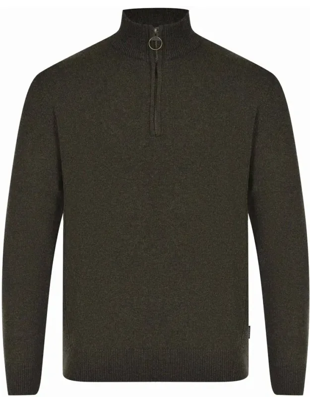 Barbour Sweater With Ribbed High Collar And Chest Zip