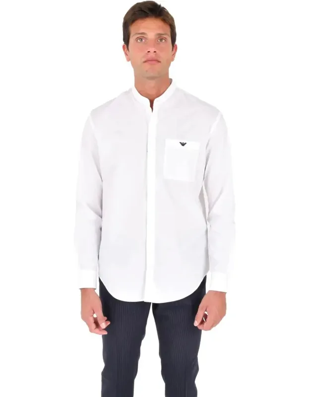 Shirt With Mandarin Collar And Concealed Button Placket