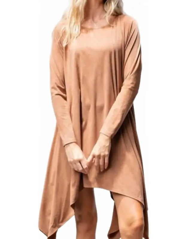 Faux Suede Sharkbite Hem Dress