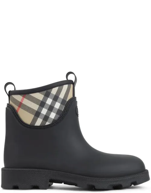 Boots Crafted From Rubber With Check Insert Detail
