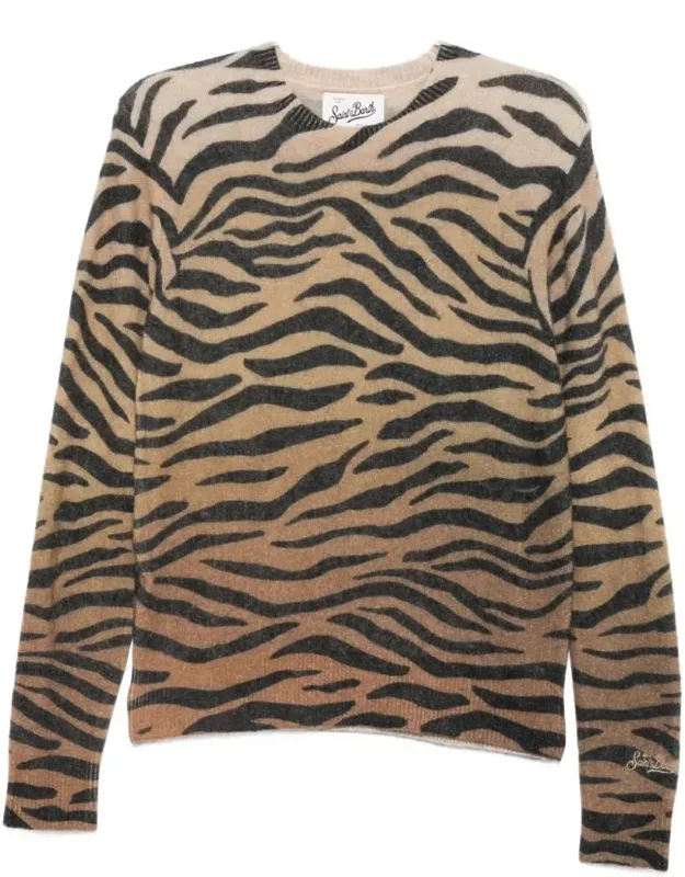 New Queen Print Alpaca Crew Neck Sweater
