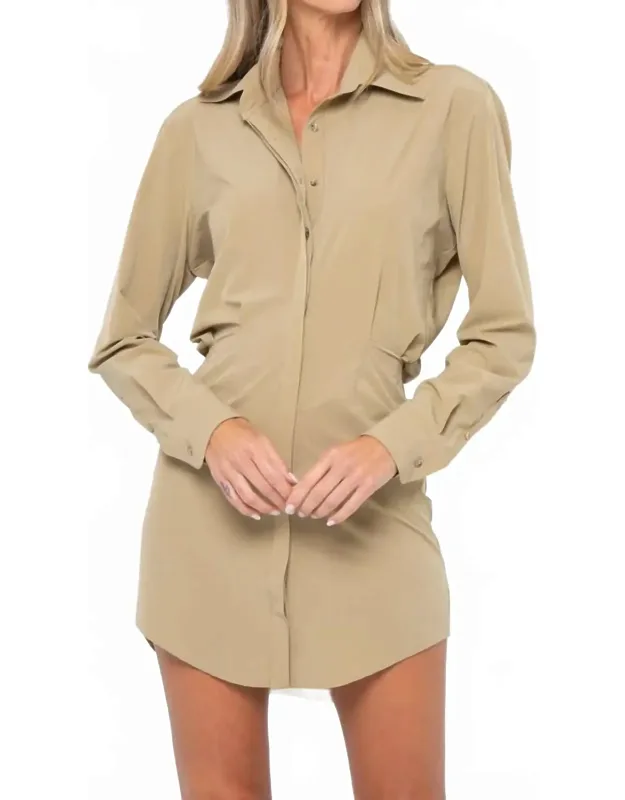 Althea Mini Dress With Long Cuffed Sleeves And Side Seam Pockets