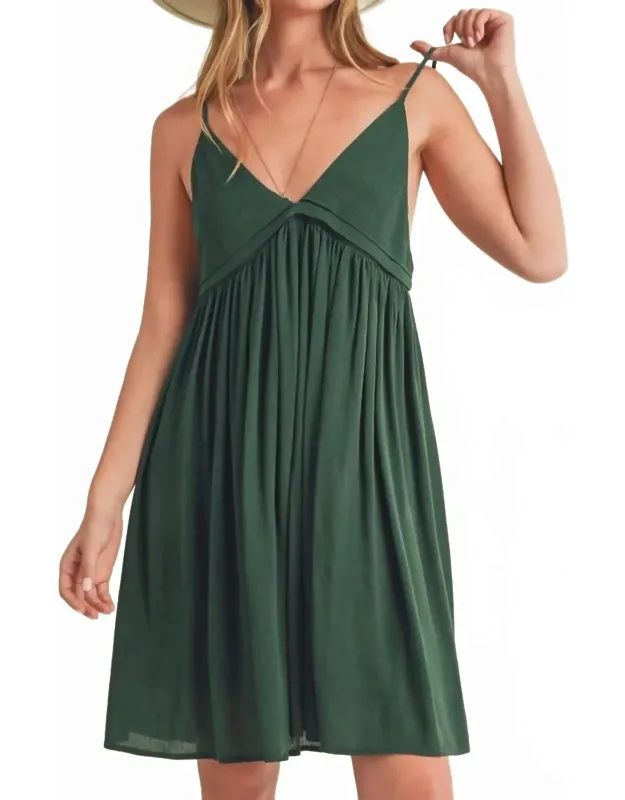 Ruched Plunge Mini Cami Dress