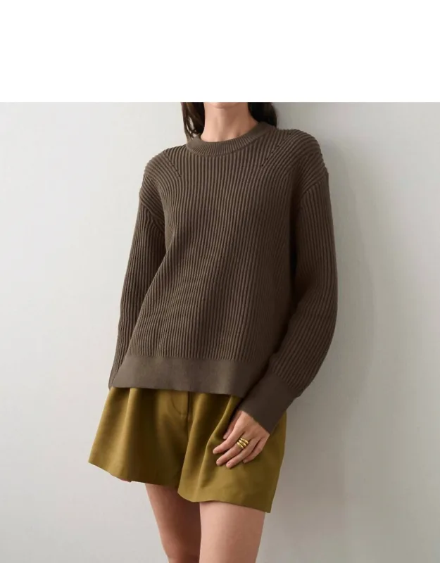 Cotton Ribbed Crewneck Sweater