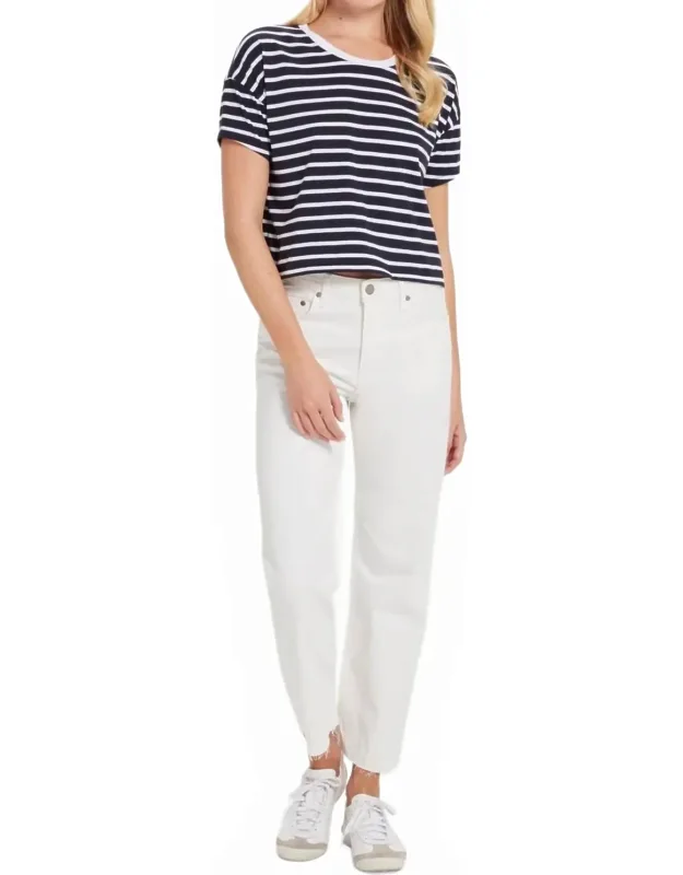 Stripe Drop Shoulder Crop Top