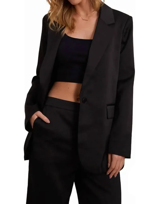 Satin Blazer With Shoulder Pads