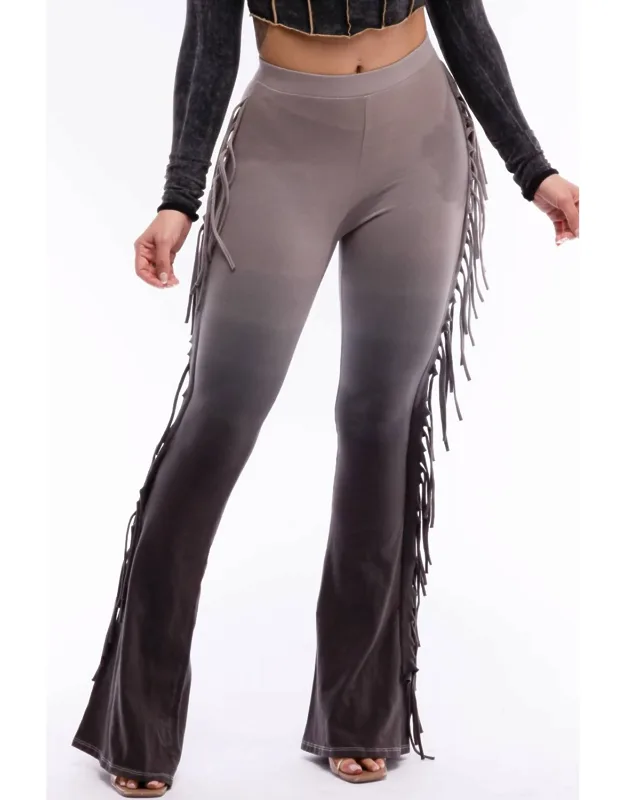Dip Wash Fringe Flared Pants