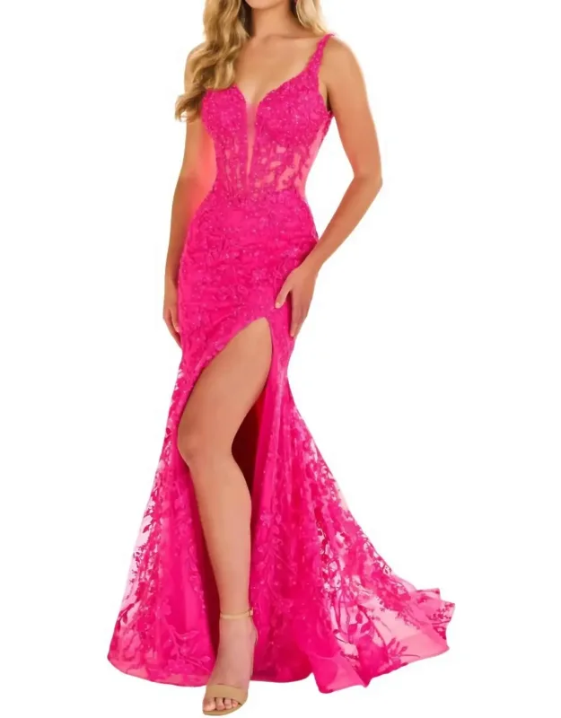 Embroidered Tulle Lace Mermaid Prom Dress