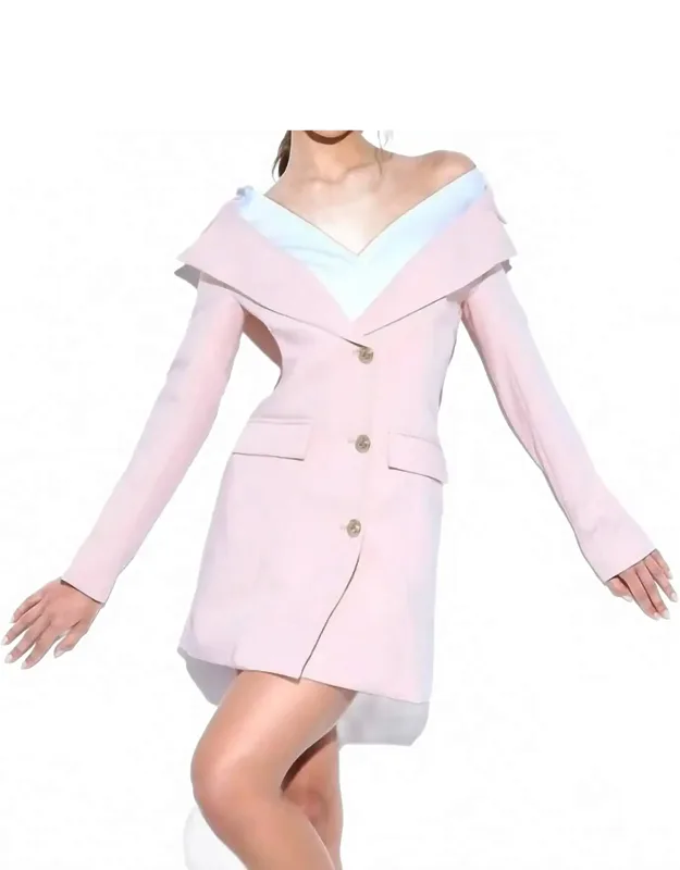 Off Shoulder Crepe Blazer Dress