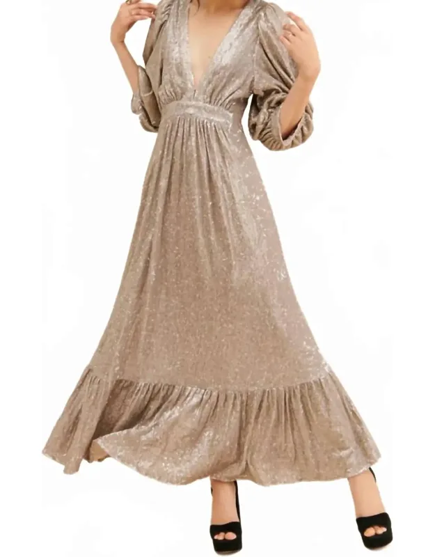 Sequin Plunge Maxi Dress