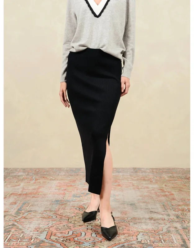 Rib Knit Pencil Skirt