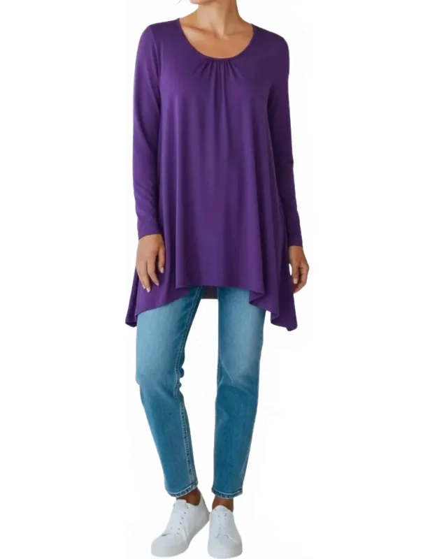 Pleated Front Long Sleeve Blouse