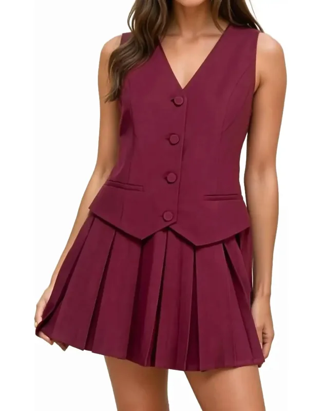 Lindsey Pleated Mini Vest Dress