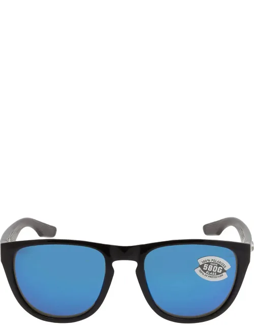 Irie Blue Mirror Polarized Glass Oval Sunglasses