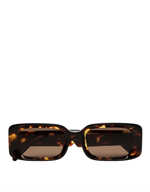 Sunglasses Havana Gray Rectangle Acetate 51 Mm Lens Width, 22 Mm Bridge Length