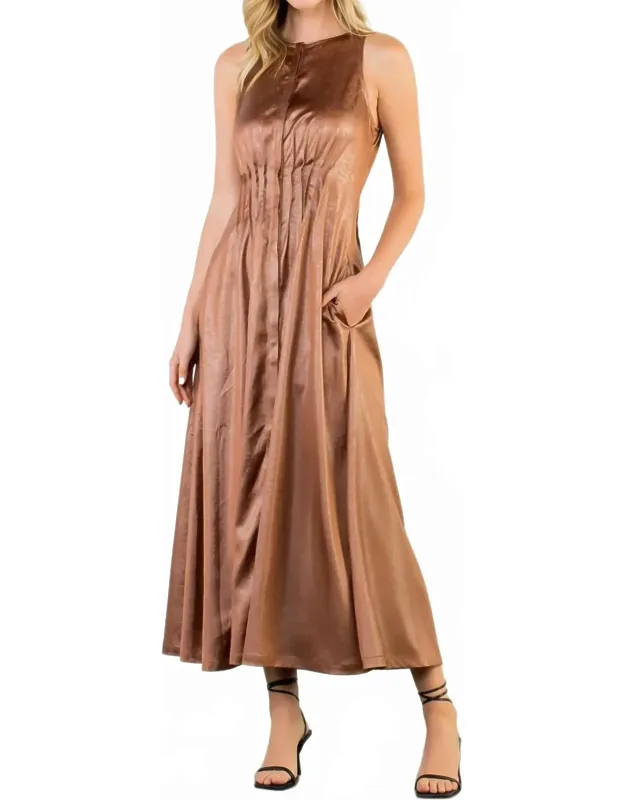 Pleated Sleeveless Maxi Dress