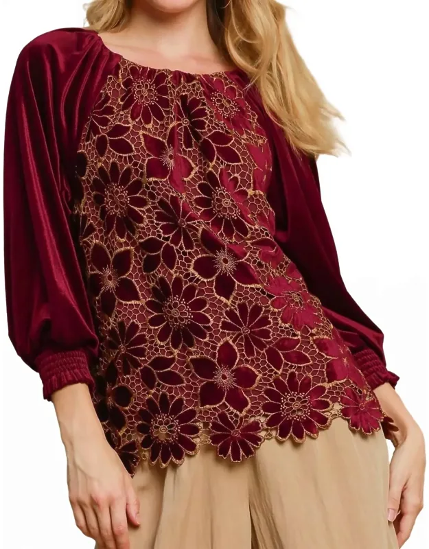 Floral Lace Velvet Top
