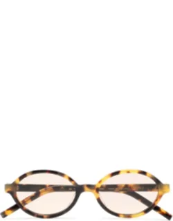 Sunglasses Havana Brown Oval Acetate 52 Mm Lens Width, 18 Mm Bridge Length
