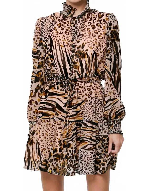 Animal Print Shirt Dress