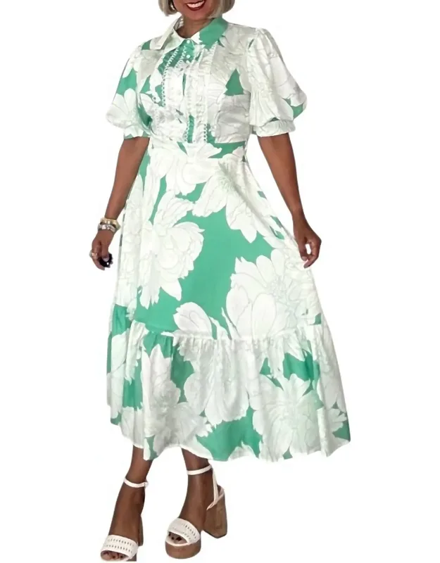 Puff Sleeve Midi Dress