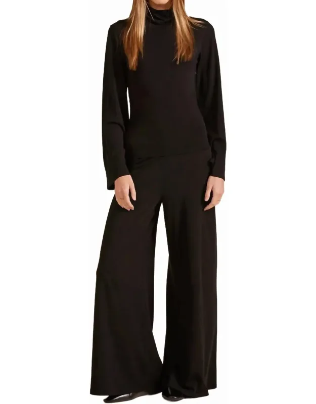 Wide Leg Draped Jersey Pants
