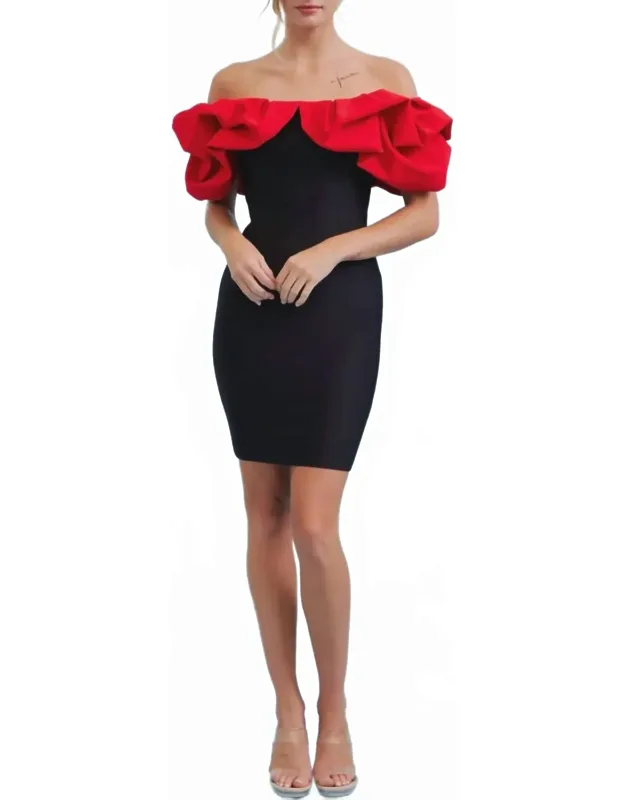 Fiesta Time Bandage Colorblock Ruffle Dress