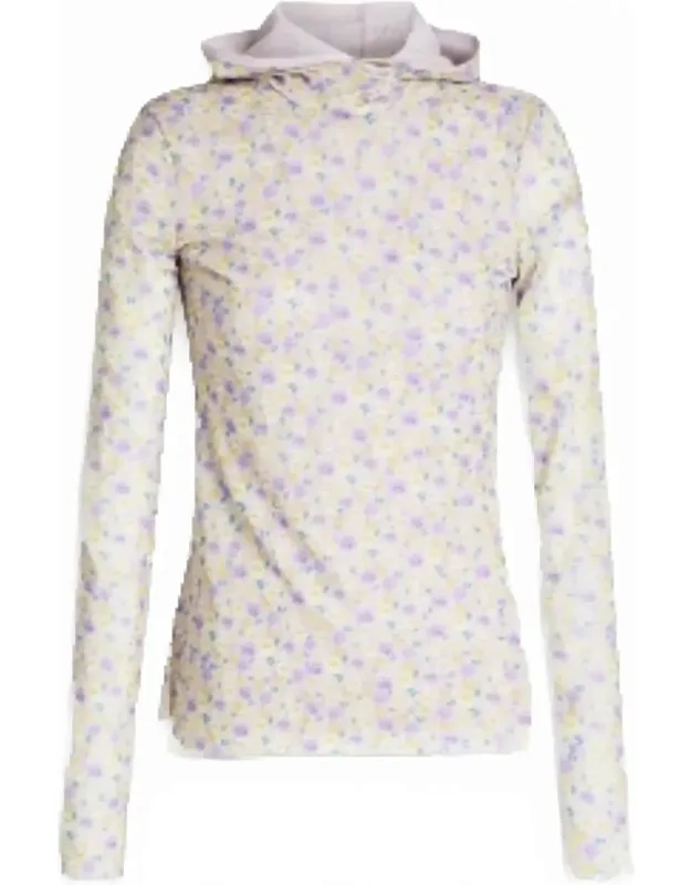 Floral-print Long-sleeved Hooded Top