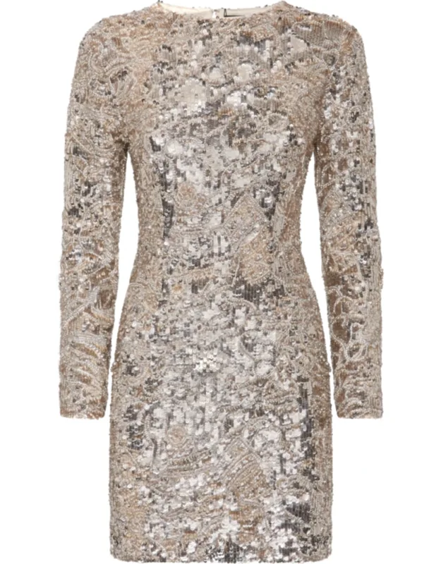 Embroidered Long-sleeved Mini Dress