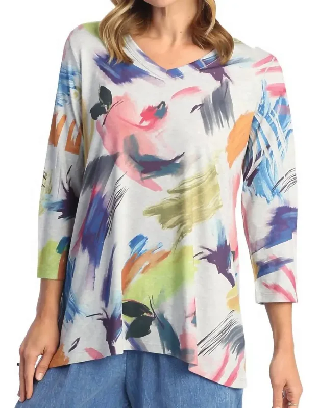 Vernet V Neck High Low Tunic Top